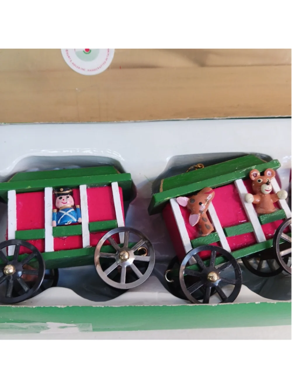 1985 Kurt S. Adler SANTA'S WORLD Christmas Handcrafted Wooden Train Set w/box